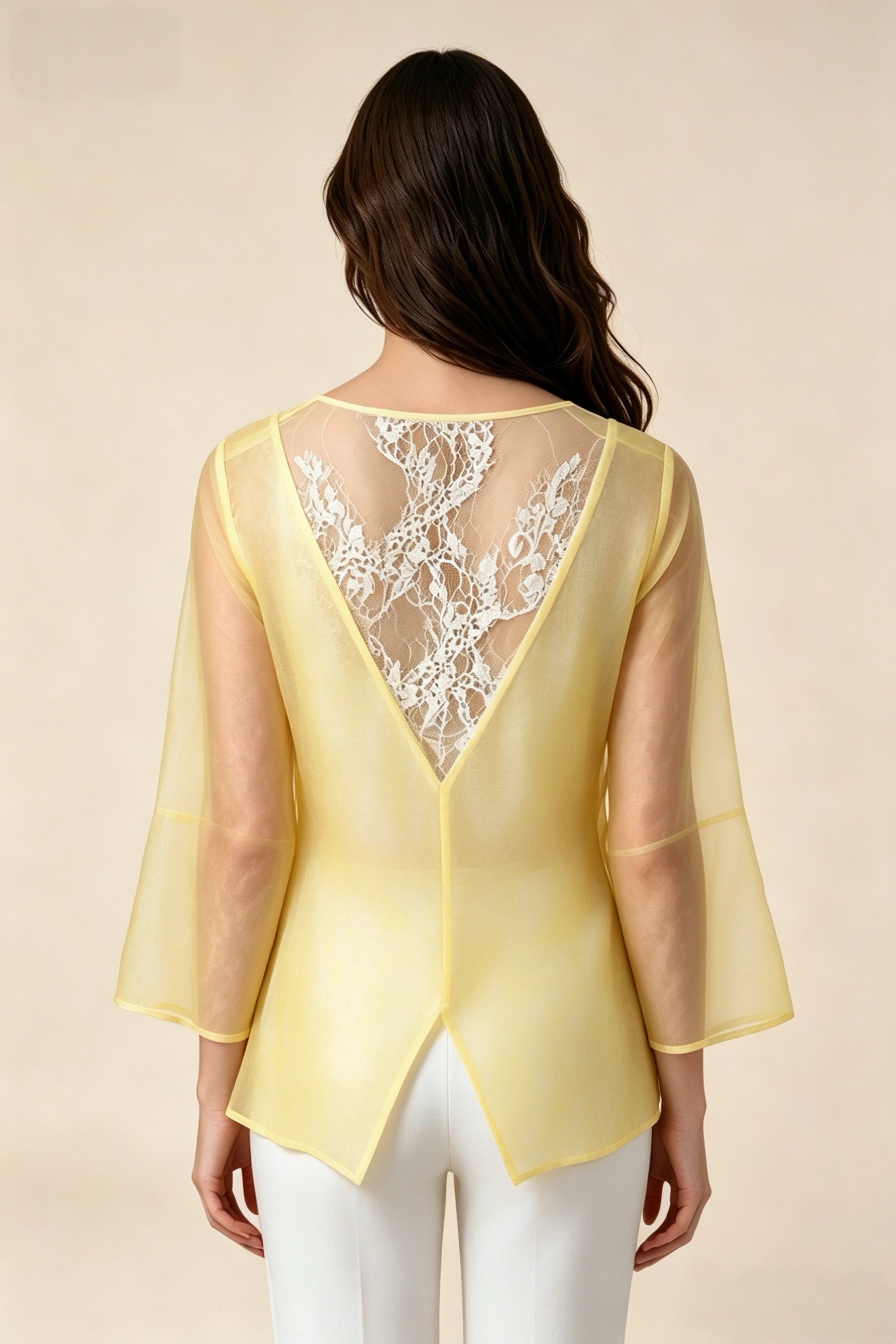 Blusa Transparente con Encaje
