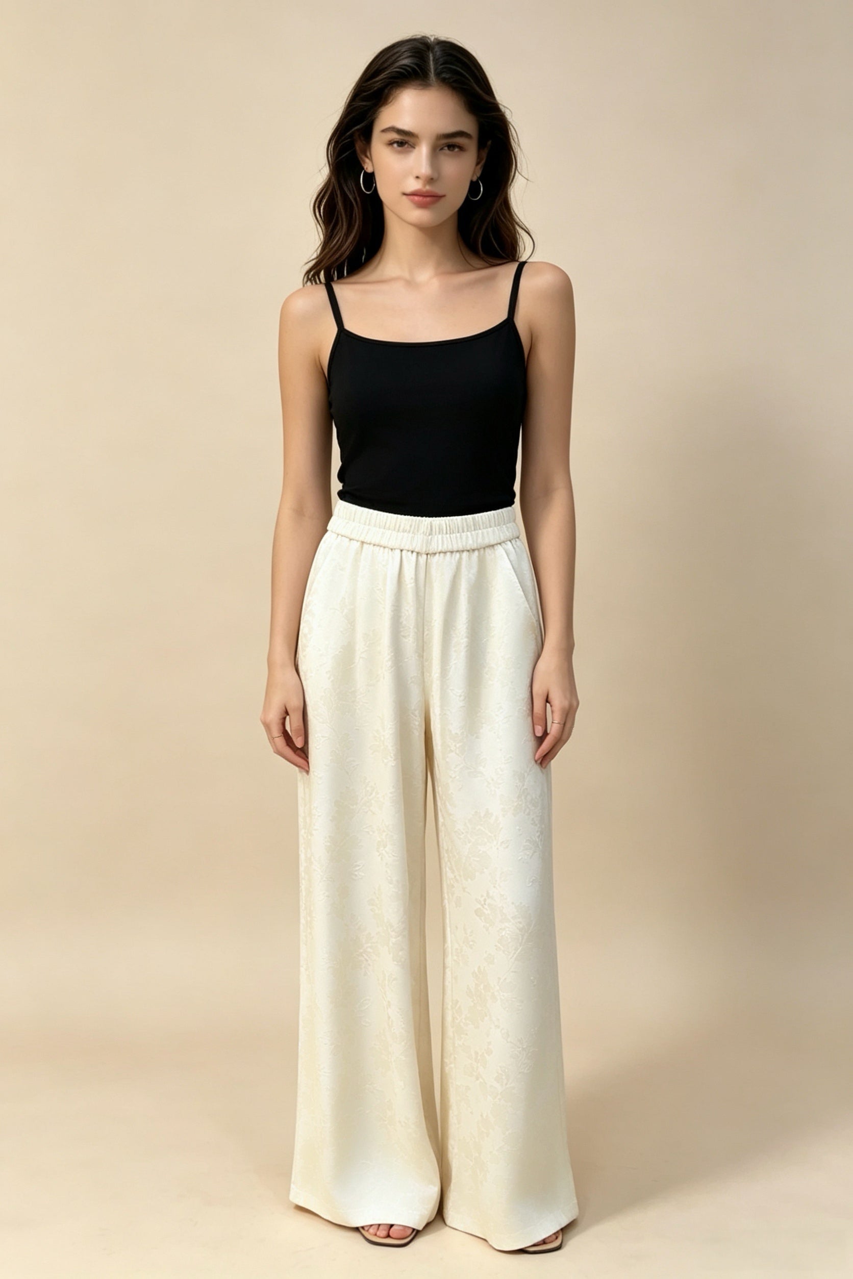 Pantalones anchos rayón jacquard elefante sutil