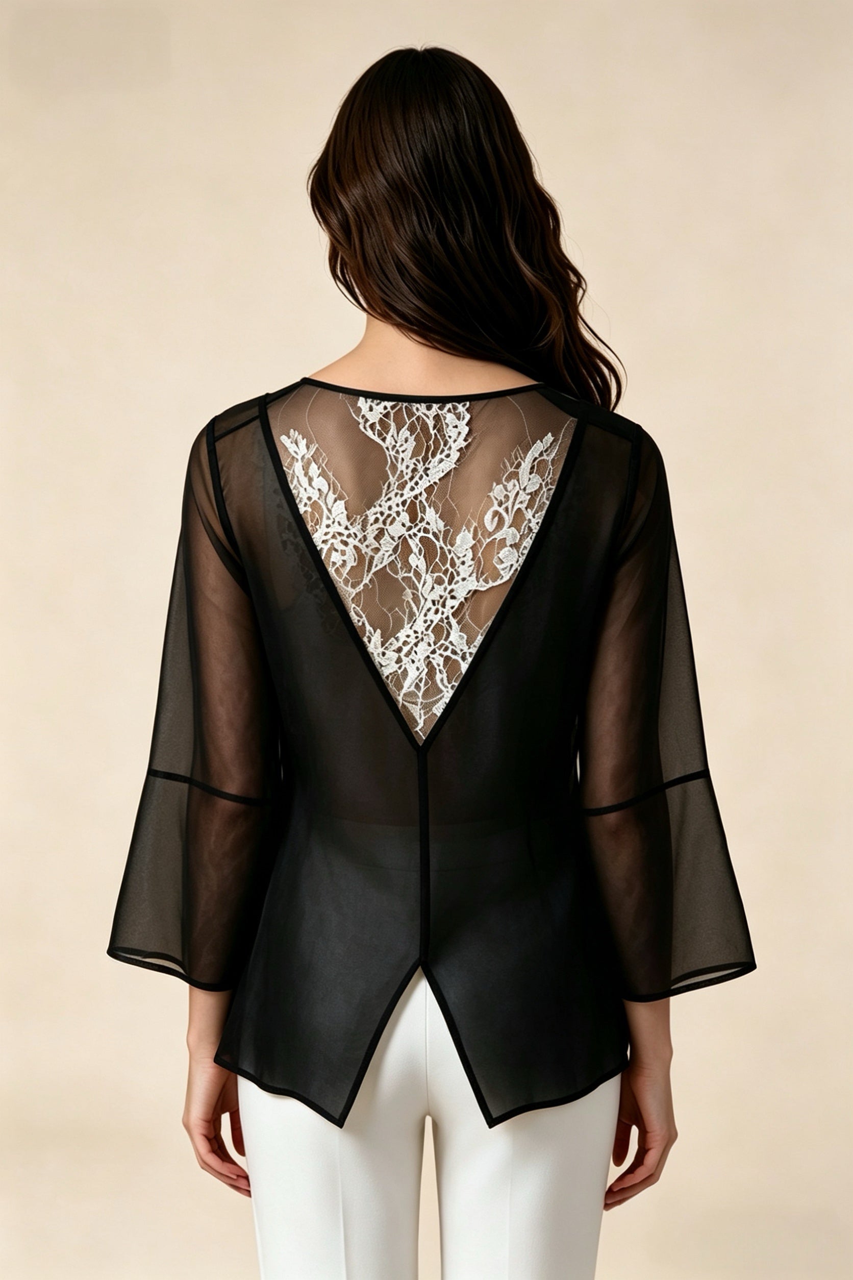 Blusa Transparente con Encaje